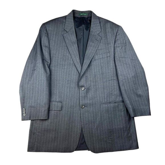 Lauren Ralph Lauren Men's 2 Button Wool Sport Coat Blazer Gray Pinstriped 44L - Picture 1 of 11